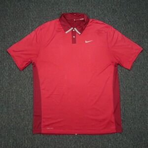 Nike Shirt Men Large Red Tiger Woods TW Dri Fit Perforated Panel Sunday‎ Red